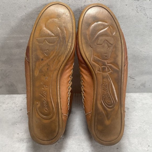 Rare Vintage Candies Ankle Booties Leather Womens Size 9M Vented Tan Camel Brown - Picture 8 of 9